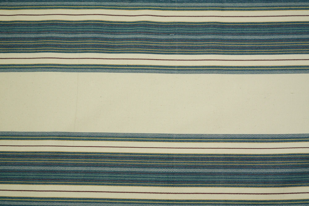 Cream and Dark Teal Cotton Fabric - Image 3